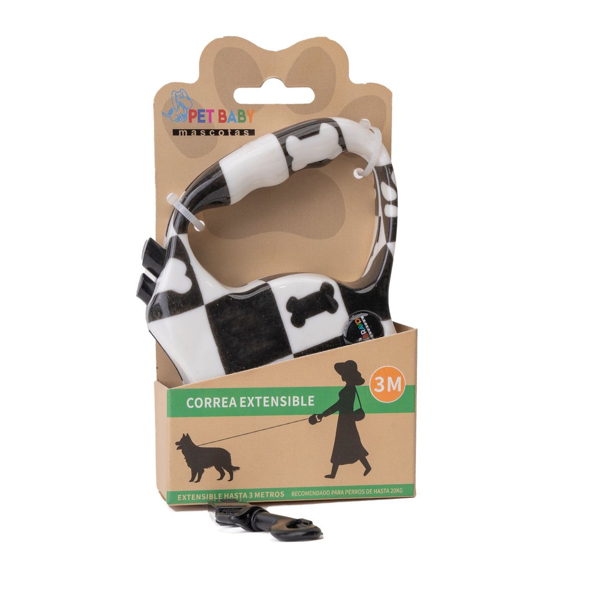 CHINITOWN - Correa Retráctil con Diseño Negro Blanco Chinitown