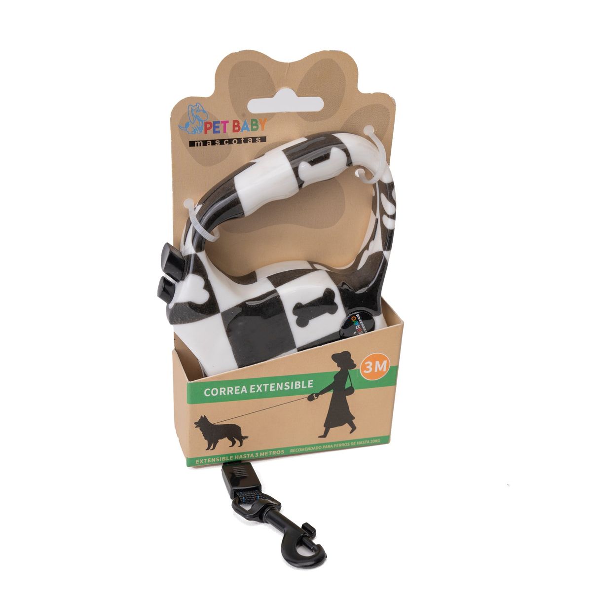 CHINITOWN - Correa Retráctil con Diseño Negro Blanco Chinitown