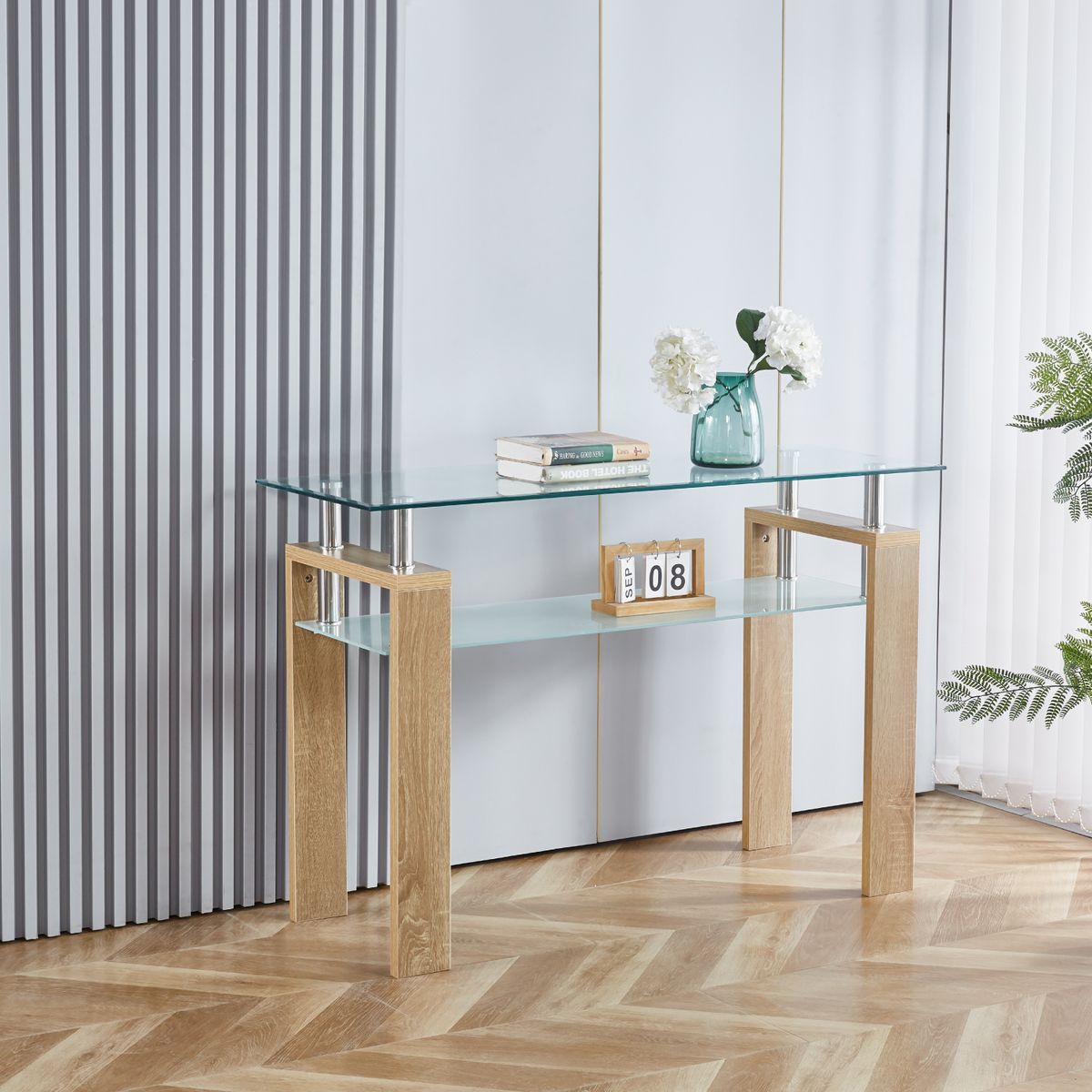 Mesa de Arrimo Rectangular de Vidrio, marca CORI CORI - Foto 2