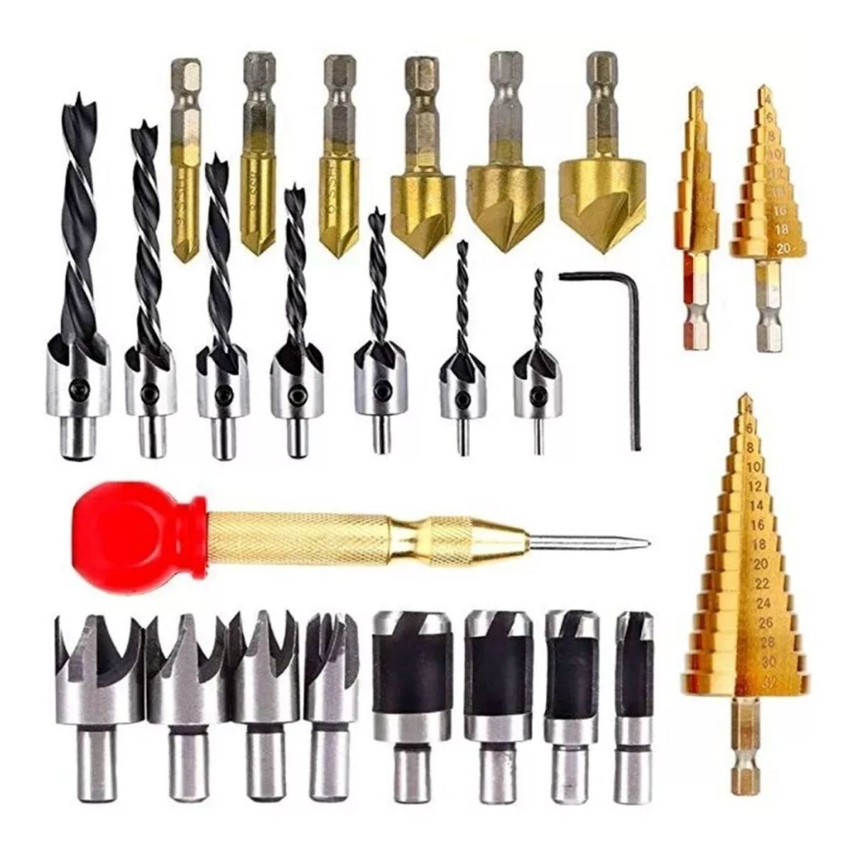 MUNDO MAGIA - Herramienta De Perforación Para Carpintería Juego De 26 Pcs