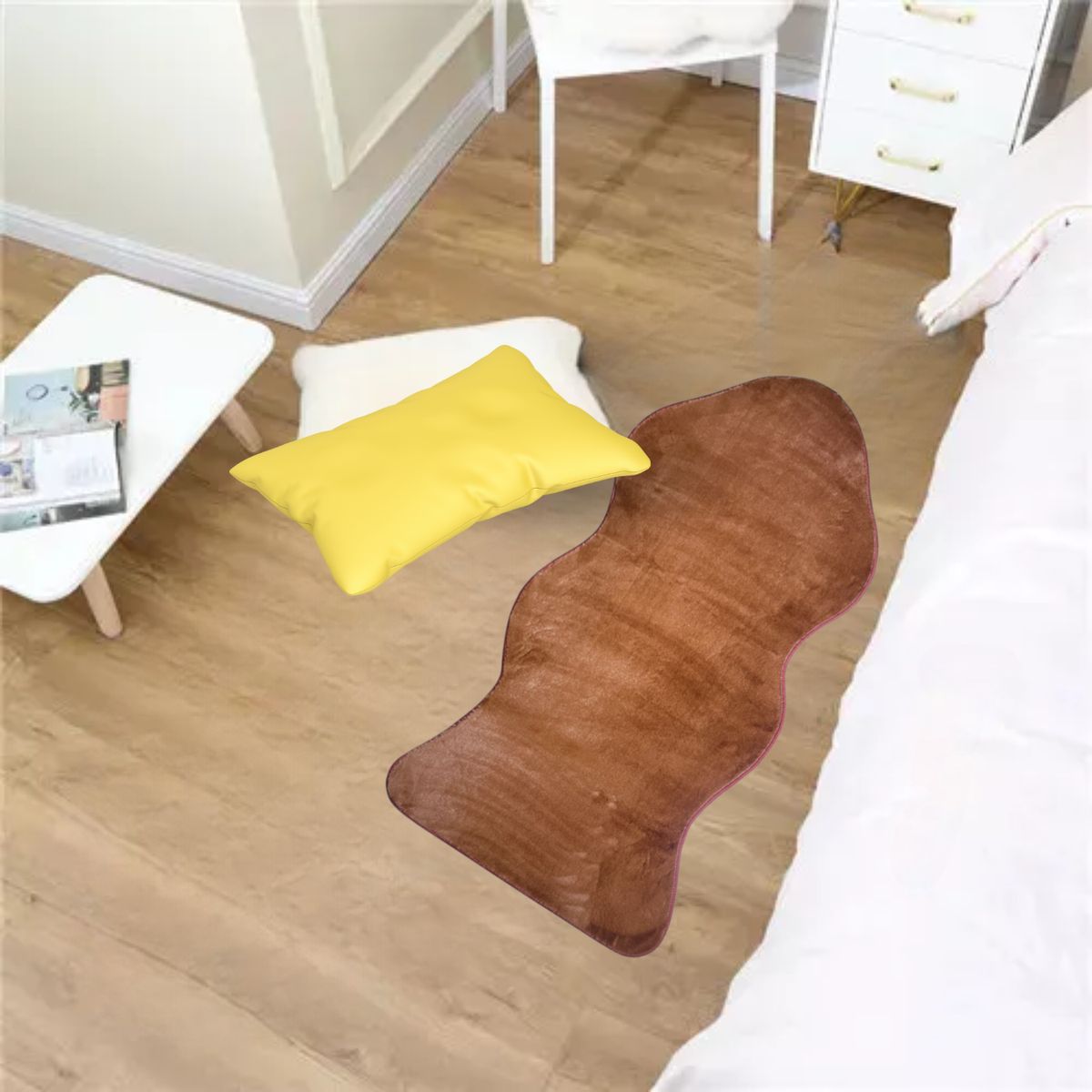 SANTU HOME & DECO - Bajada De Cama Alfombra Manta Peluda 120x60cm Café