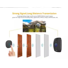 GENERICO - KERUI Timbre inalámbrico (dos receptores), resistente al agua 150 m.