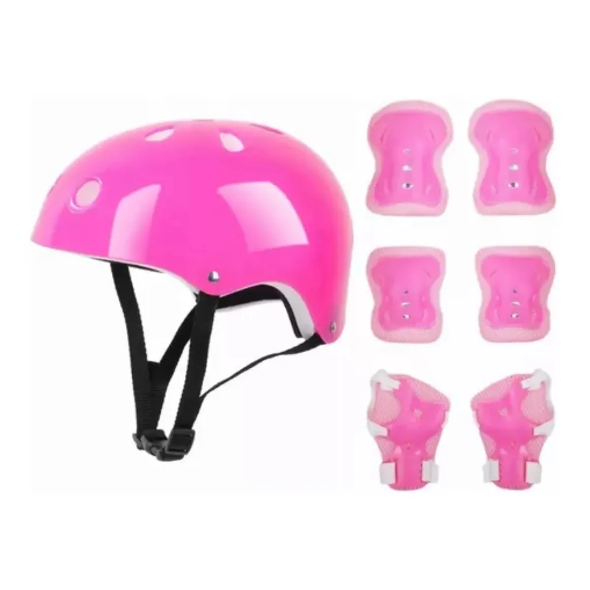GENERICO - Casco de Bicicleta mas Protectores Rosados