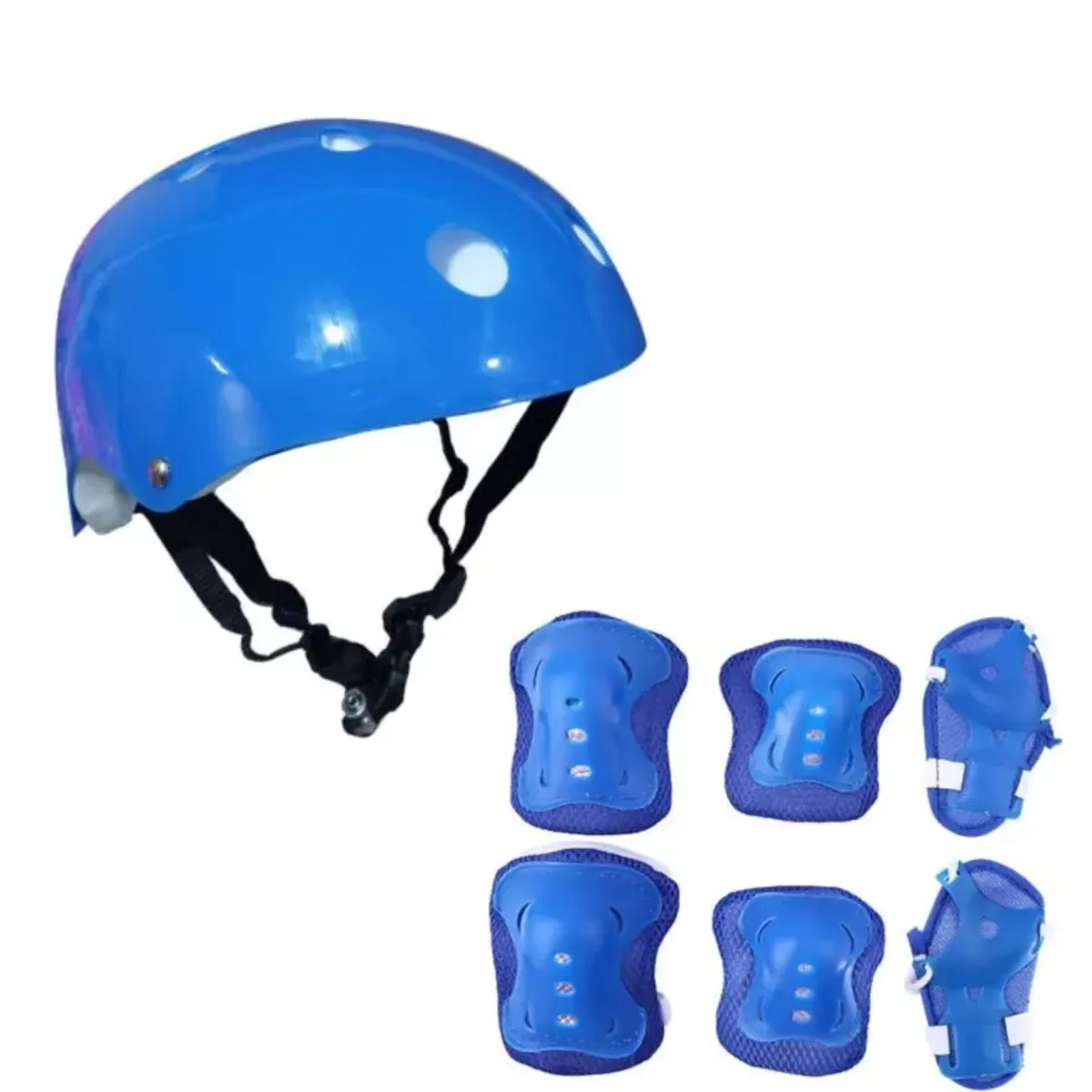 GENERICO - Casco de Bicicleta mas Protectores Azul