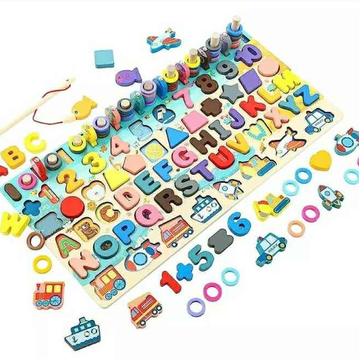 GENERICO - Juego tablero didactico madera rompecabezas 45×18cm