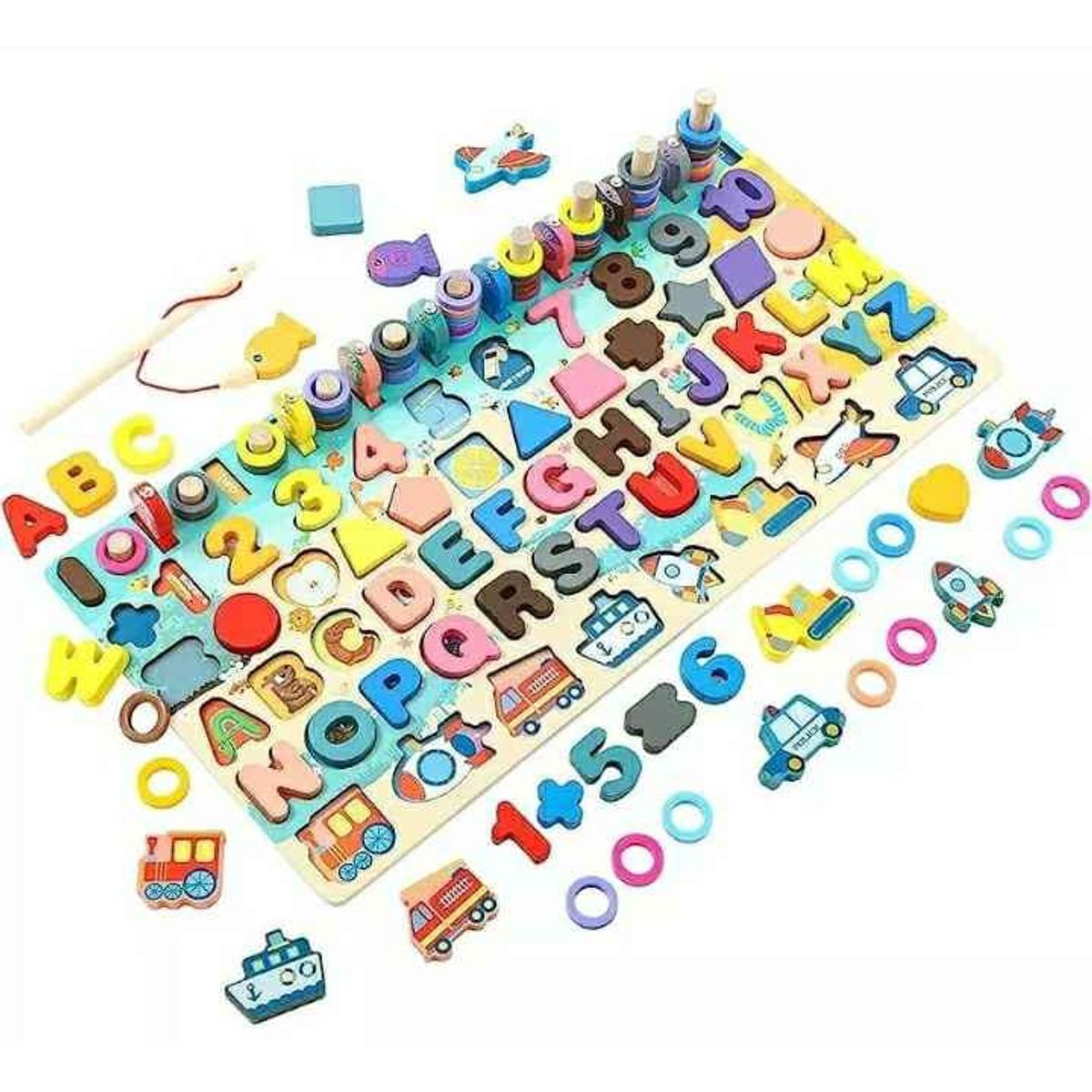 GENERICO - Juego tablero didactico madera rompecabezas 45×18cm