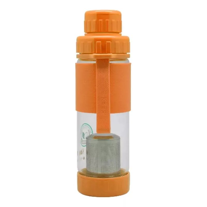 KEEP - Botella Keep Vidrio Infusor Té Hierbas 410ml Deporte Naranja