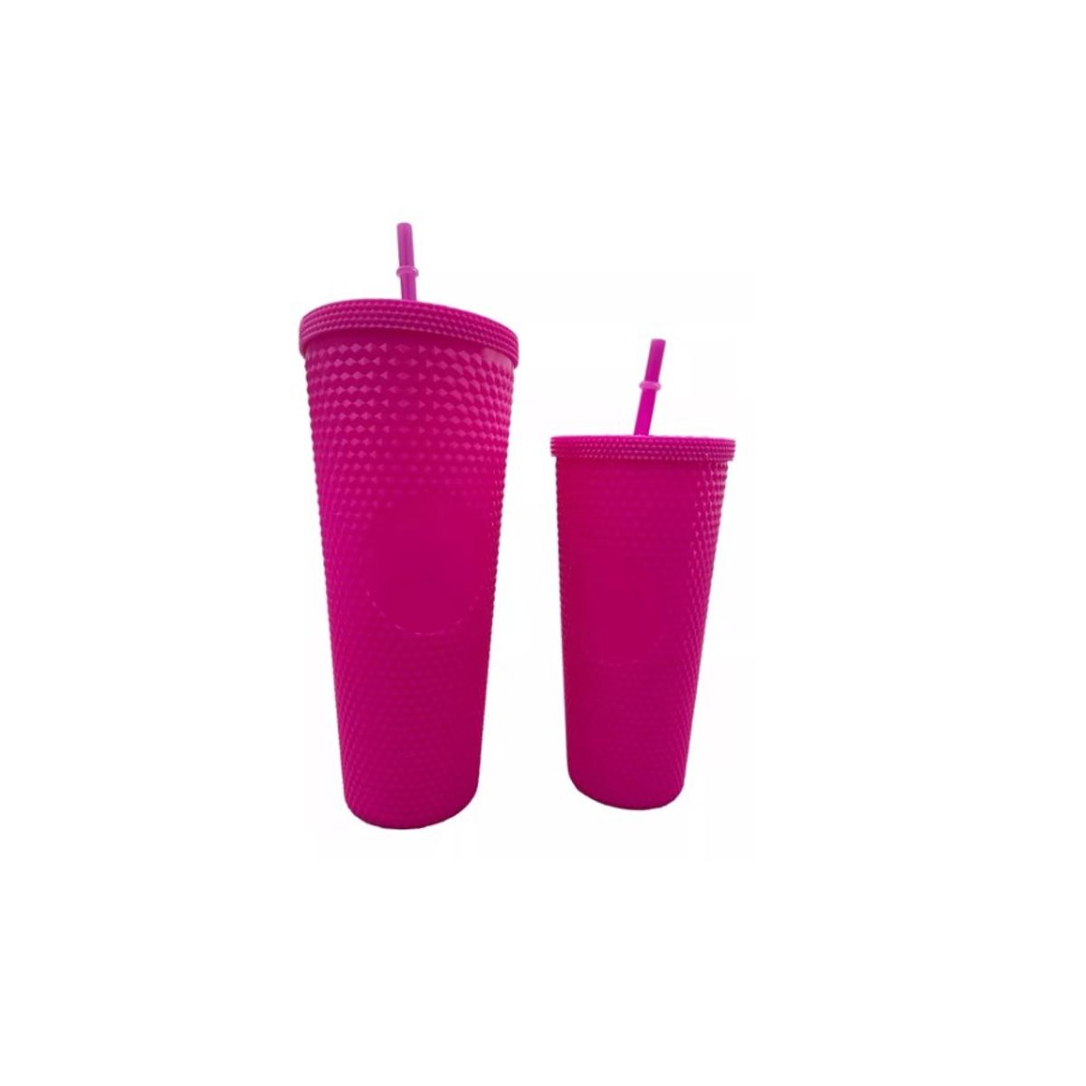 GENERICO - Pack De 2 Vasos Tipo Starbucks Con Bombilla Fcusia