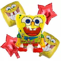 GENERICO - Pak 5 Globos Metalizados Bob Esponja Globifiesta