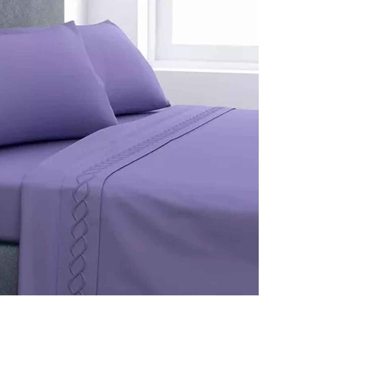GENERICO - Juego De Sabanas 1.5 Plazas 210 Hilos Bordadas Color Violeta