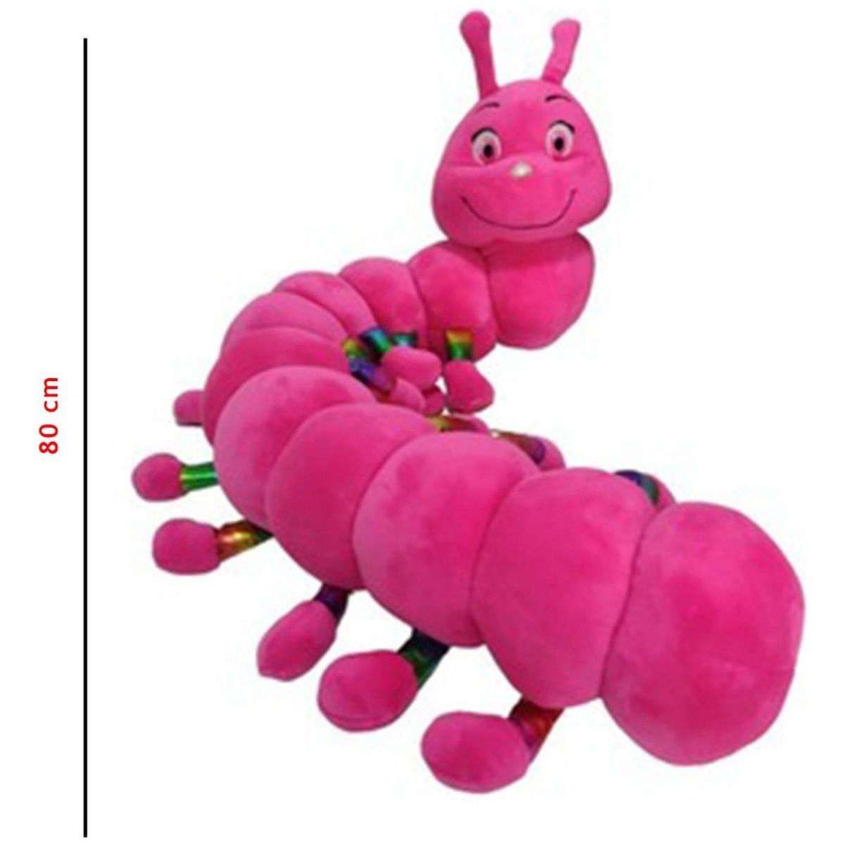 GENERICO - Cuncuna Gusano Peluche Acolchado Suave - 80cm - Fucsia