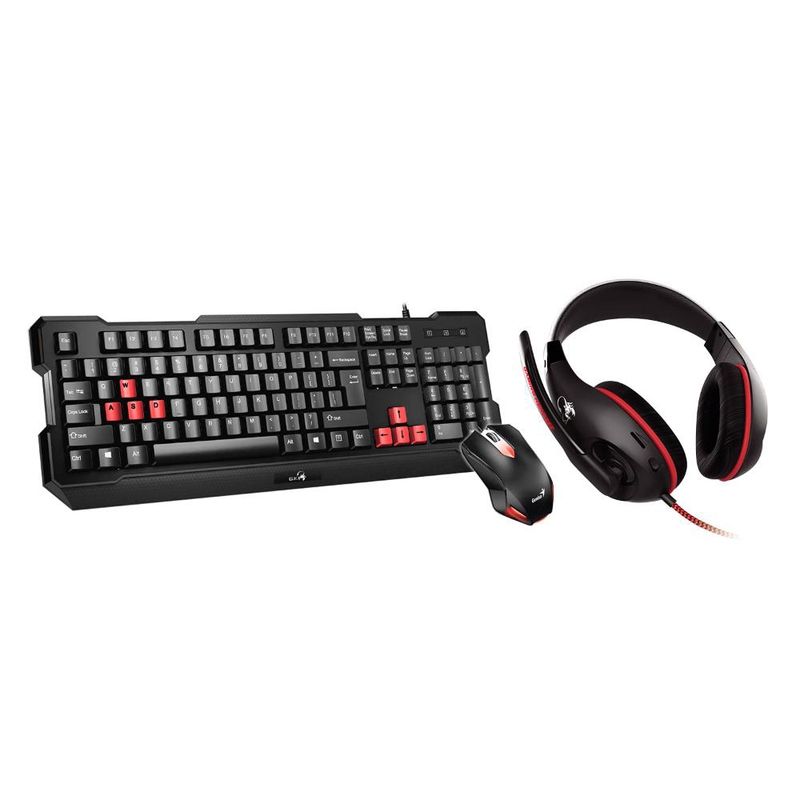 GENIUS - KMH-200 GENIUS KIT GAMERS TECLADO ESP MOUSE Y FONO GAMERS - Negro