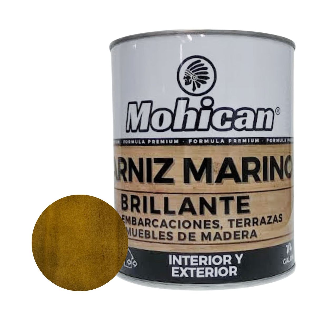 MOHICAN - BARNIZ MARINO BASE SOLVENTE 1/4 GALÓN NOGAL