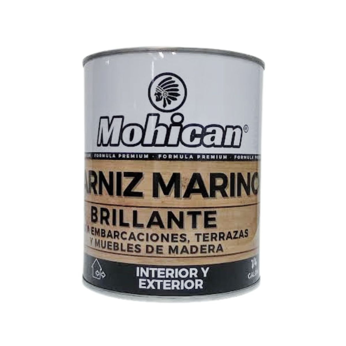 MOHICAN - BARNIZ MARINO BASE SOLVENTE 1/4 GALÓN NOGAL