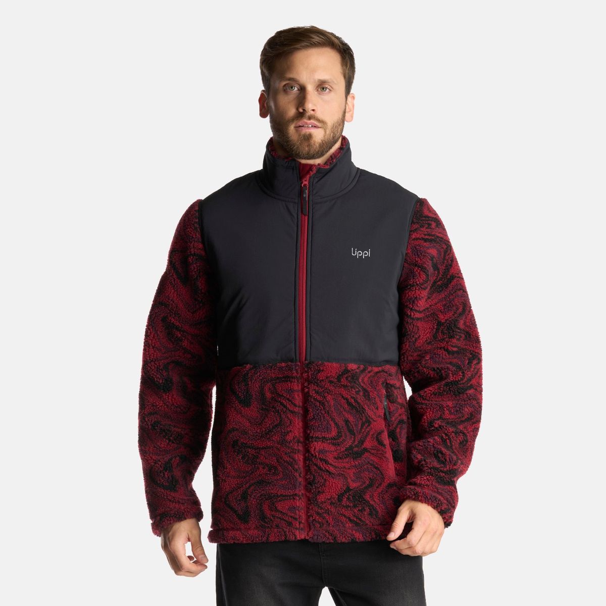 LIPPI - Chaqueta Hombre Glaciar Sherpa-Pro Jacket Print Burdeo Lippi