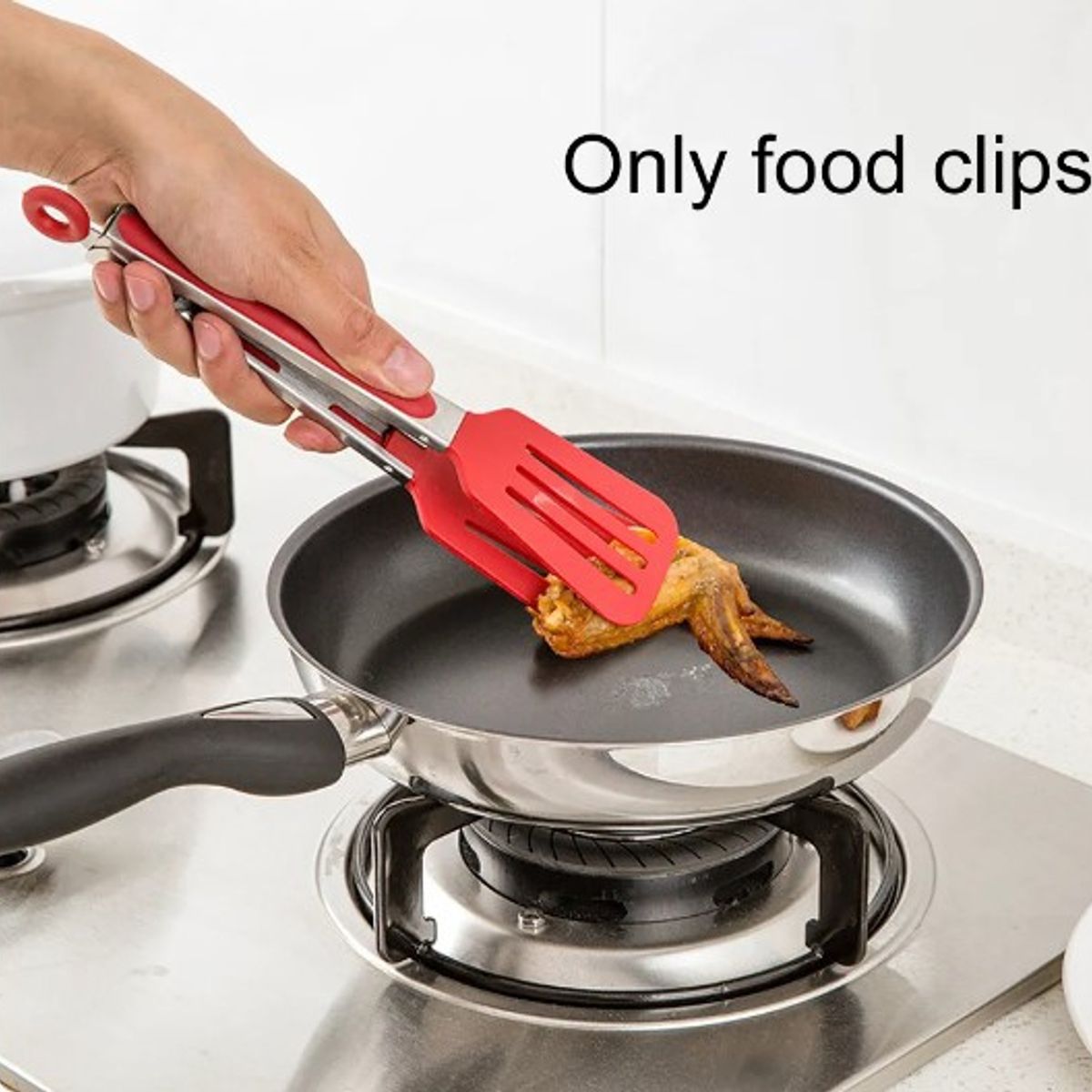 GENERICO - Pinza Espátula Cocina Parrilla Acero Inoxidable Silicona