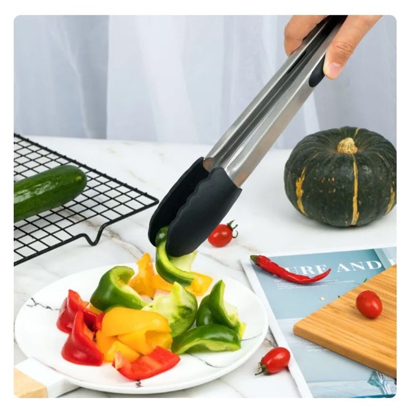 GENERICO - Pinza Cocina Parrilla 28 Cms. Punta De Silicona