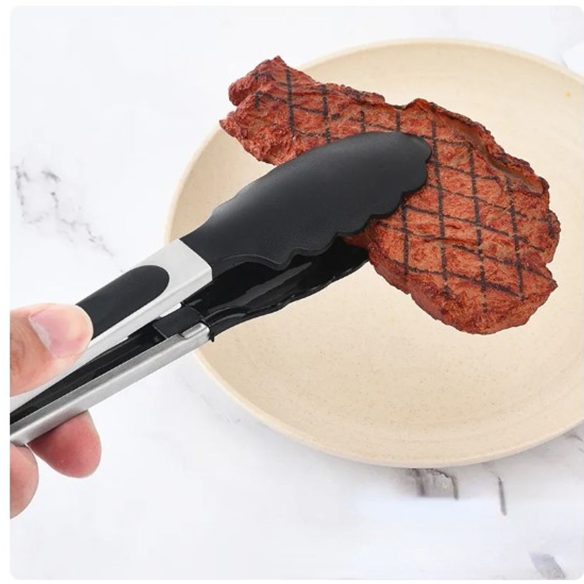 GENERICO - Pinza Cocina Parrilla 28 Cms. Punta De Silicona
