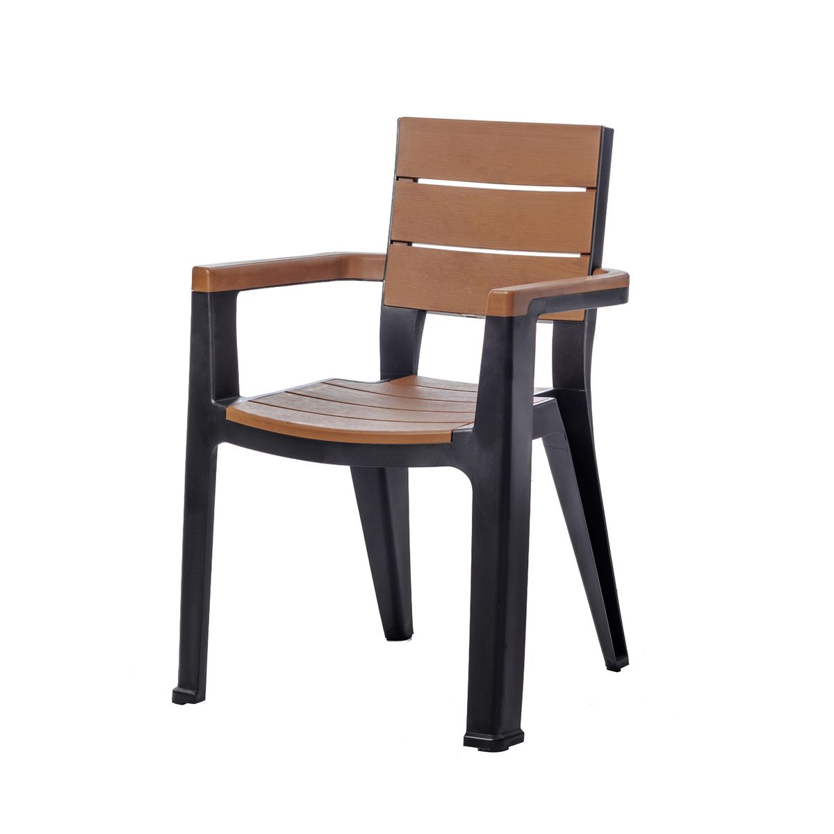 QRUBBER - Silla con Brazos Madeira Café Símil Madera MQ QRubber