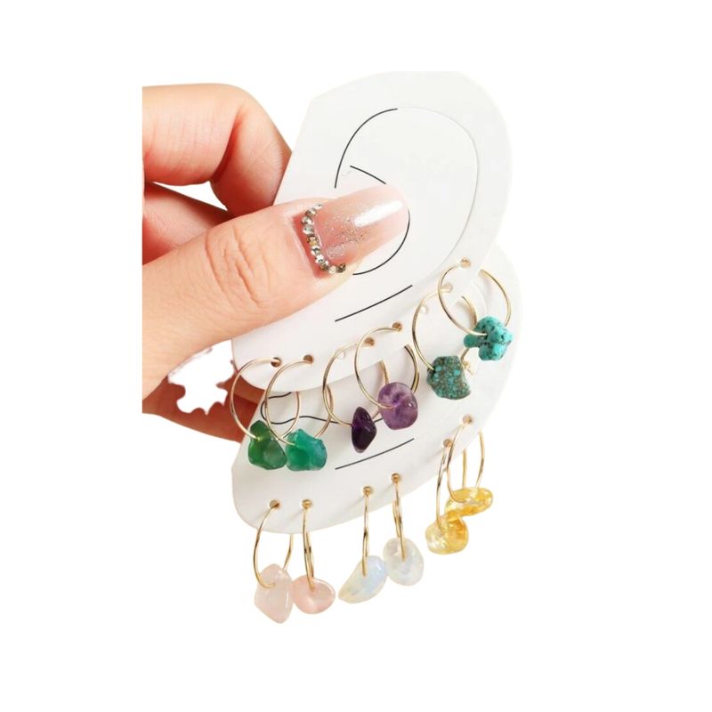 GENERICO - Pendientes colgantes con diseño de piedra