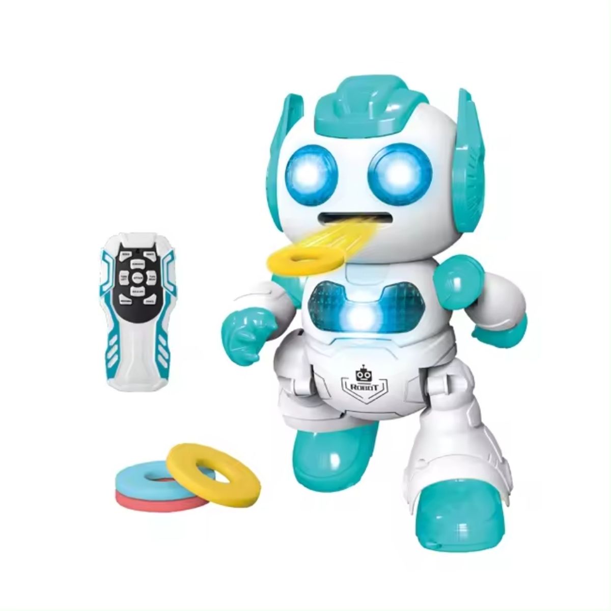 SPACEZAT - Robot a Control Remoto Lanza Discos Luces y Sonidos Verde
