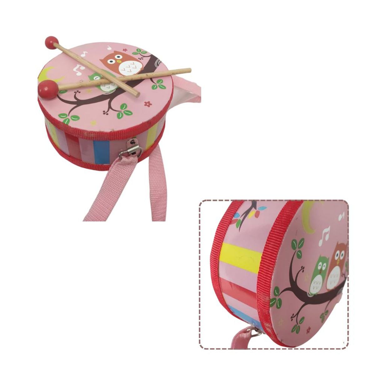 ARTIDIX - Tamboril musical infantil diseño de búhos PB-C8