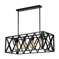 GENERICO - Lampara Colgante Metal Negra Vintage Industrial 4 Luces