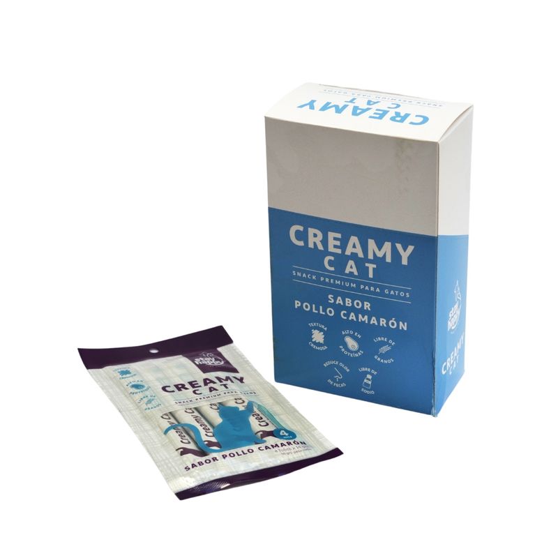 GENERICO - 6 Snack Creamy Cat Pollo Camaron 4 pouch para gatos