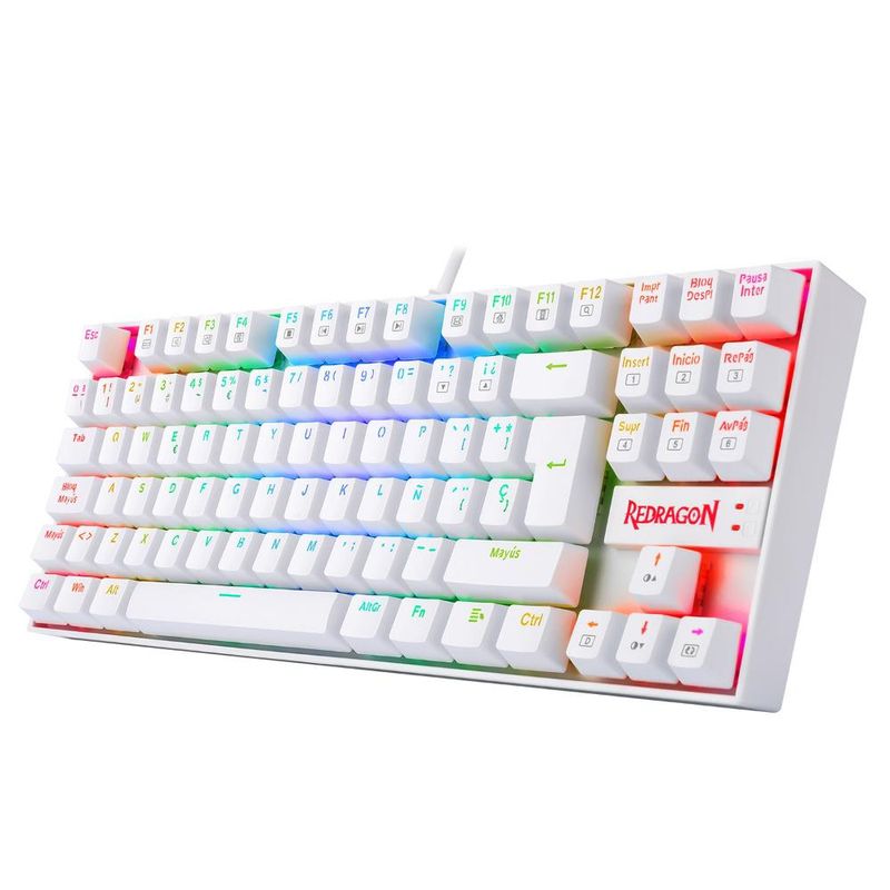 REDRAGON - K552W-RGB-1R-SP KUMARA WHITE TECLADO MECANICO RGB SP RED - Blanco