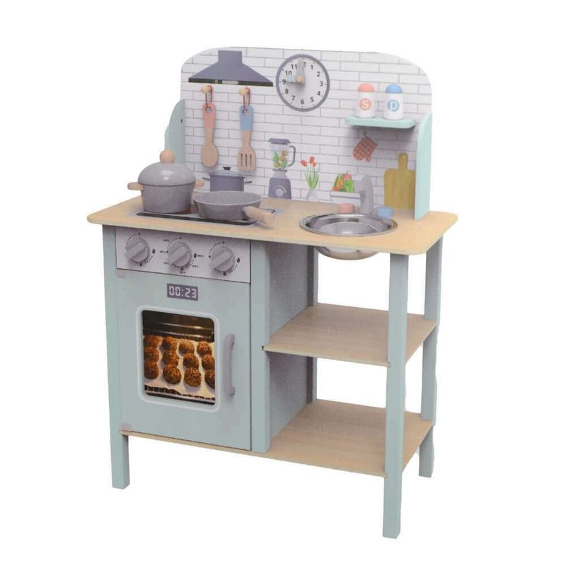 SPACEZAT - Cocina de Juguete de Madera Realista con Horno y Accesorios