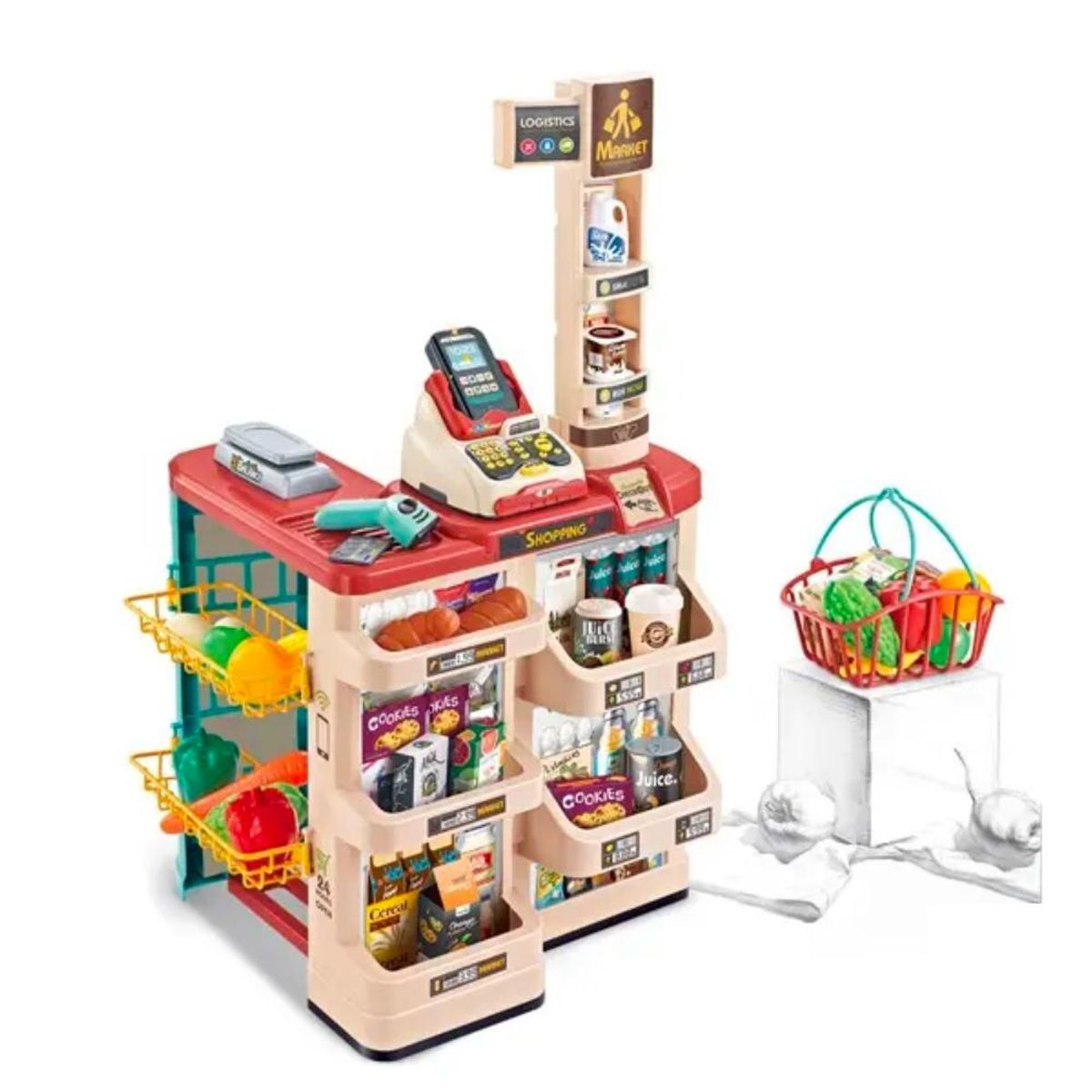 SPACEZAT - Juego Supermercado con Canasto y Accesorios Luces y Sonidos