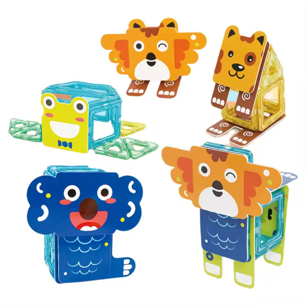 SPACEZAT - Bloques 3D Magneticos Figuras Animalitos Construcción 35 Pcs