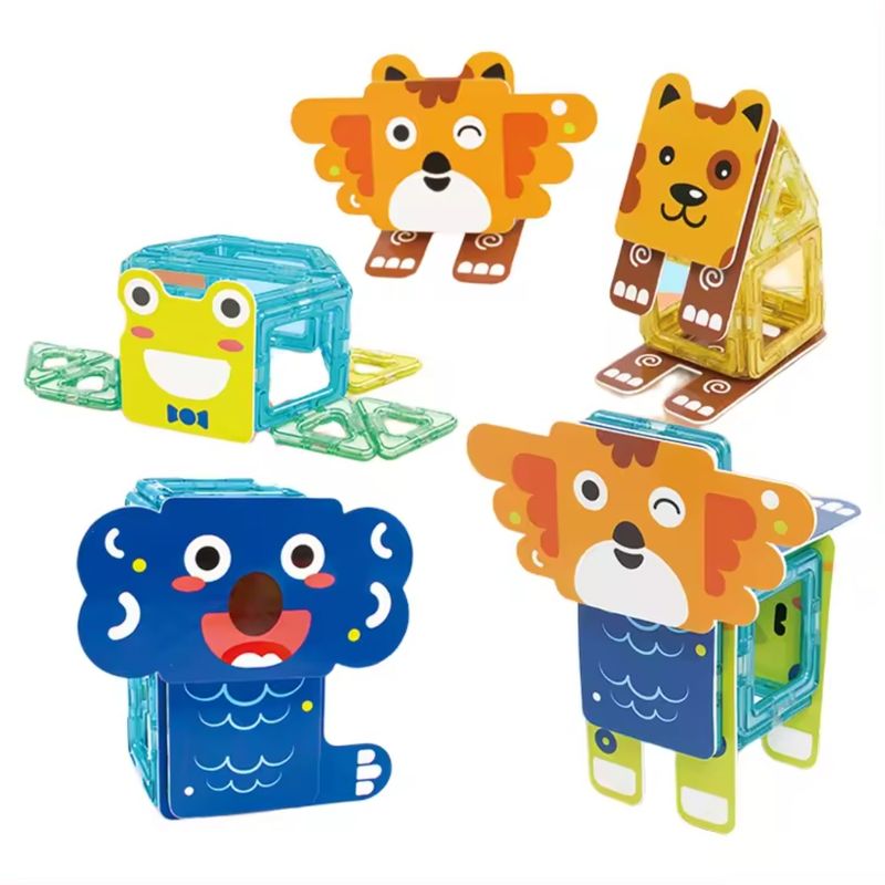 SPACEZAT - Bloques 3D Magneticos Figuras Animalitos Construcción 35 Pcs