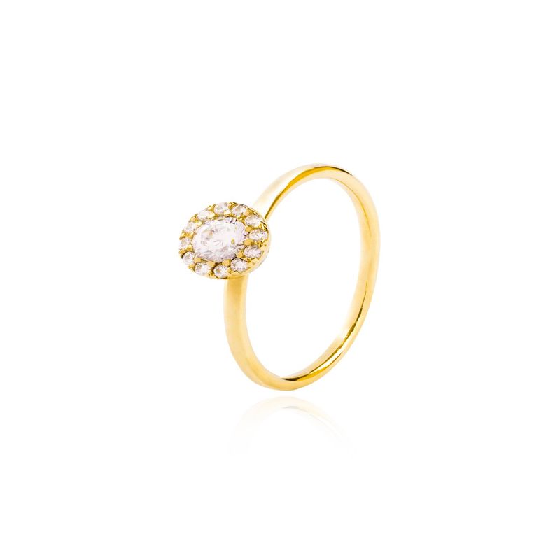 JB JOYAS BARON - Anillo Compromiso Oro Amarillo 18kt Botón Circonita Solitario