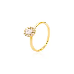 JB JOYAS BARON - Anillo Compromiso Oro Amarillo 18kt Botón Circonita Solitario