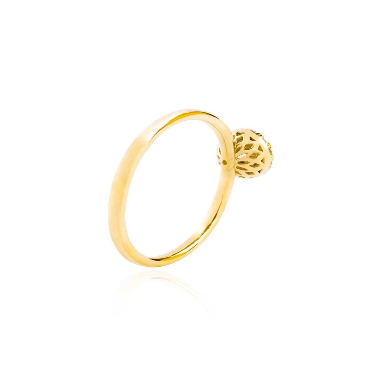 JB JOYAS BARON - Anillo Compromiso Oro Amarillo 18kt Botón Circonita Solitario