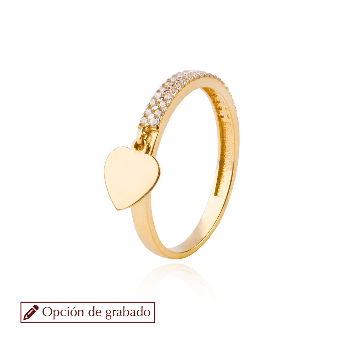 JB JOYAS BARON - Anillo de Oro 18kt Doble Cintillo Circón Corazon