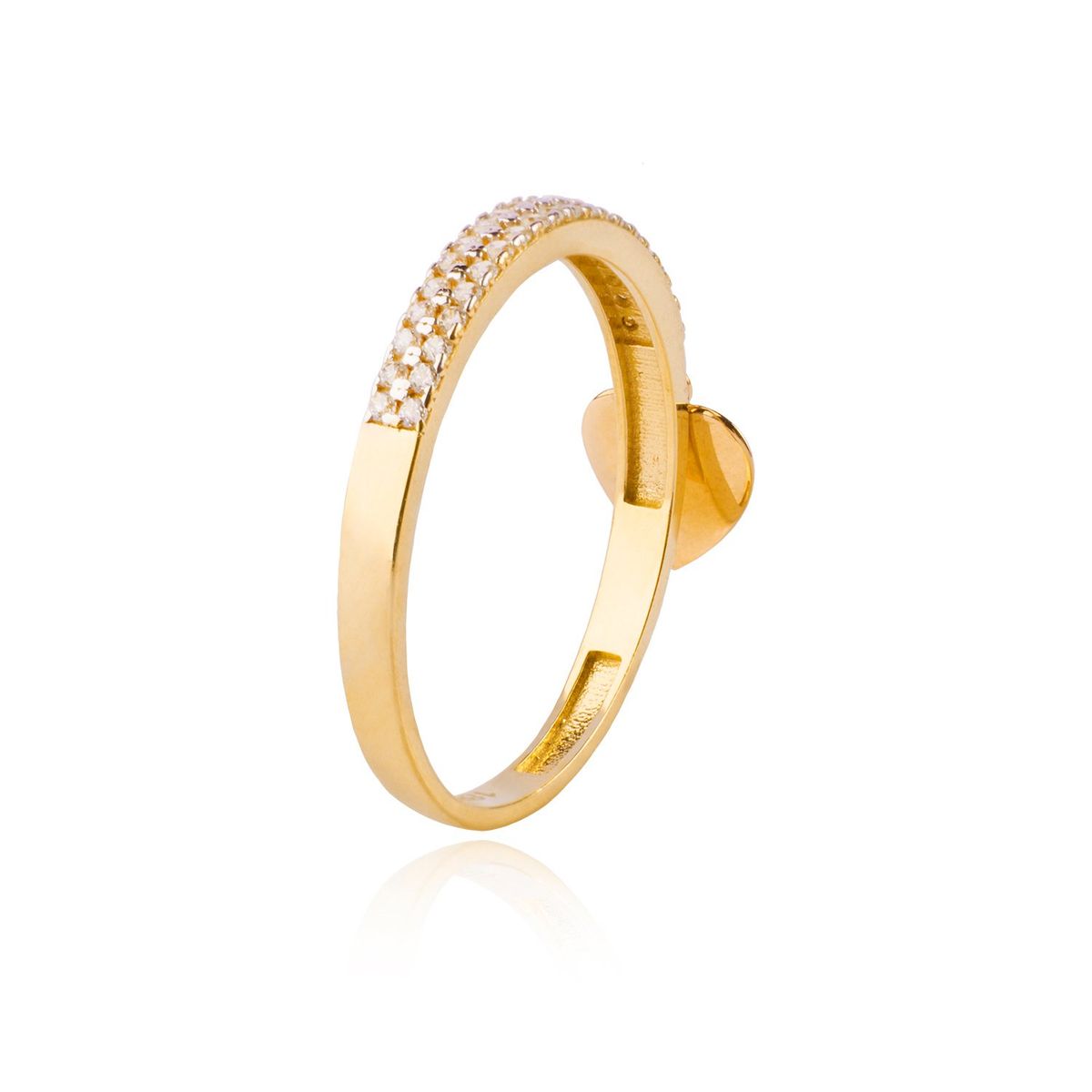 JB JOYAS BARON - Anillo de Oro 18kt Doble Cintillo Circón Corazon