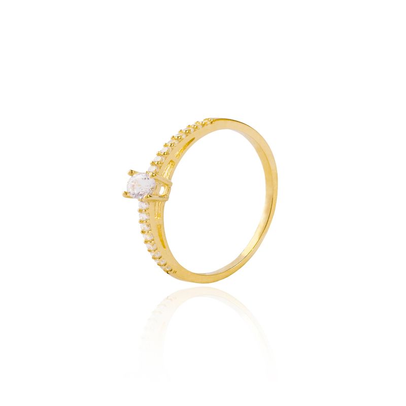 JB JOYAS BARON - Anillo Compromiso de Oro 18Kt Solitario Medio Cintillo Circón
