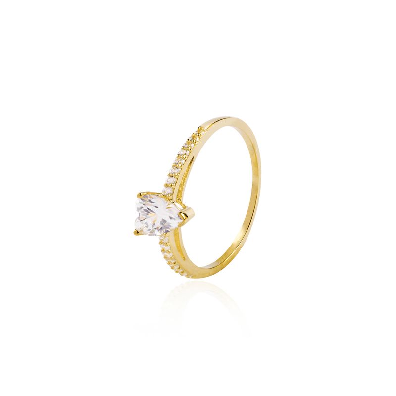 JB JOYAS BARON - Anillo Compromiso de Oro 18Kt Corazón Circonitas
