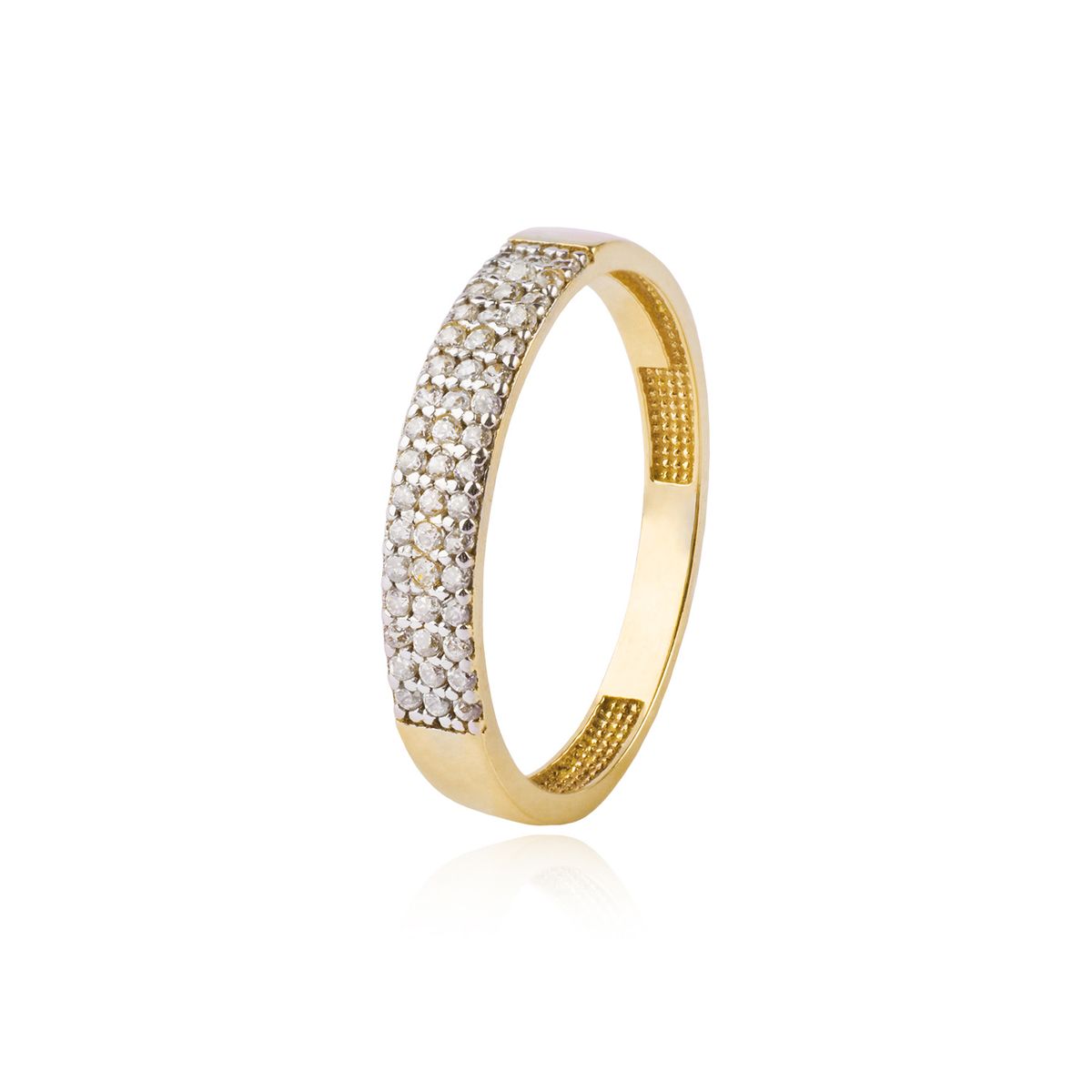 JB JOYAS BARON - Anillo Compromiso de Oro 18Kt Triple Cintillo Circón