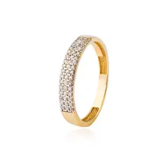 JB JOYAS BARON - Anillo Compromiso de Oro 18Kt Triple Cintillo Circón