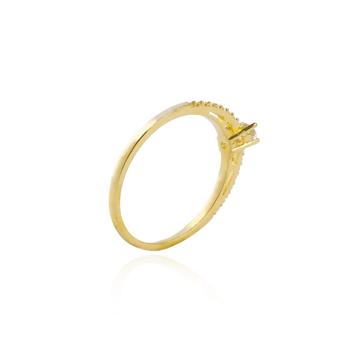 JB JOYAS BARON - Anillo Compromiso de Oro 18Kt Solitario Medio Cintillo Circón
