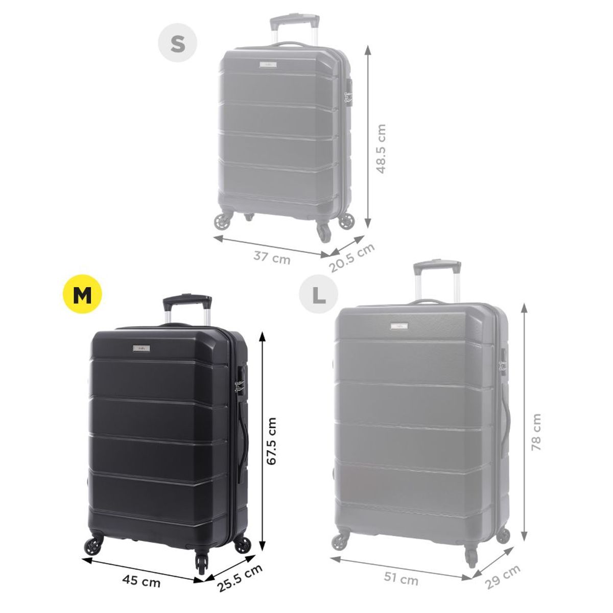 TOTTO - Totto Maleta Mediana Rigida Carry On 4 Ruedas 360 RAY002