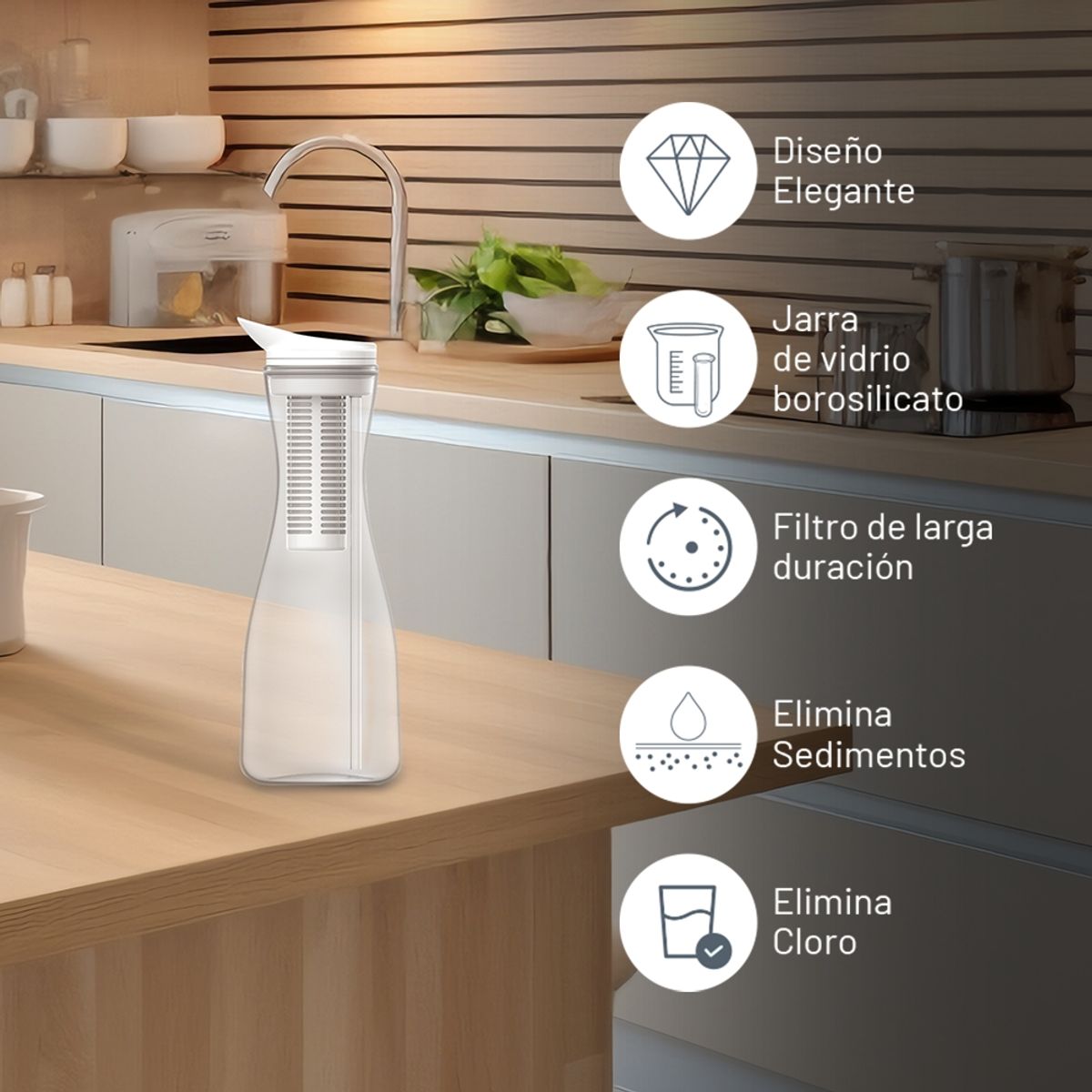 VIGAHOME - Jarra Purificadora Vidrio