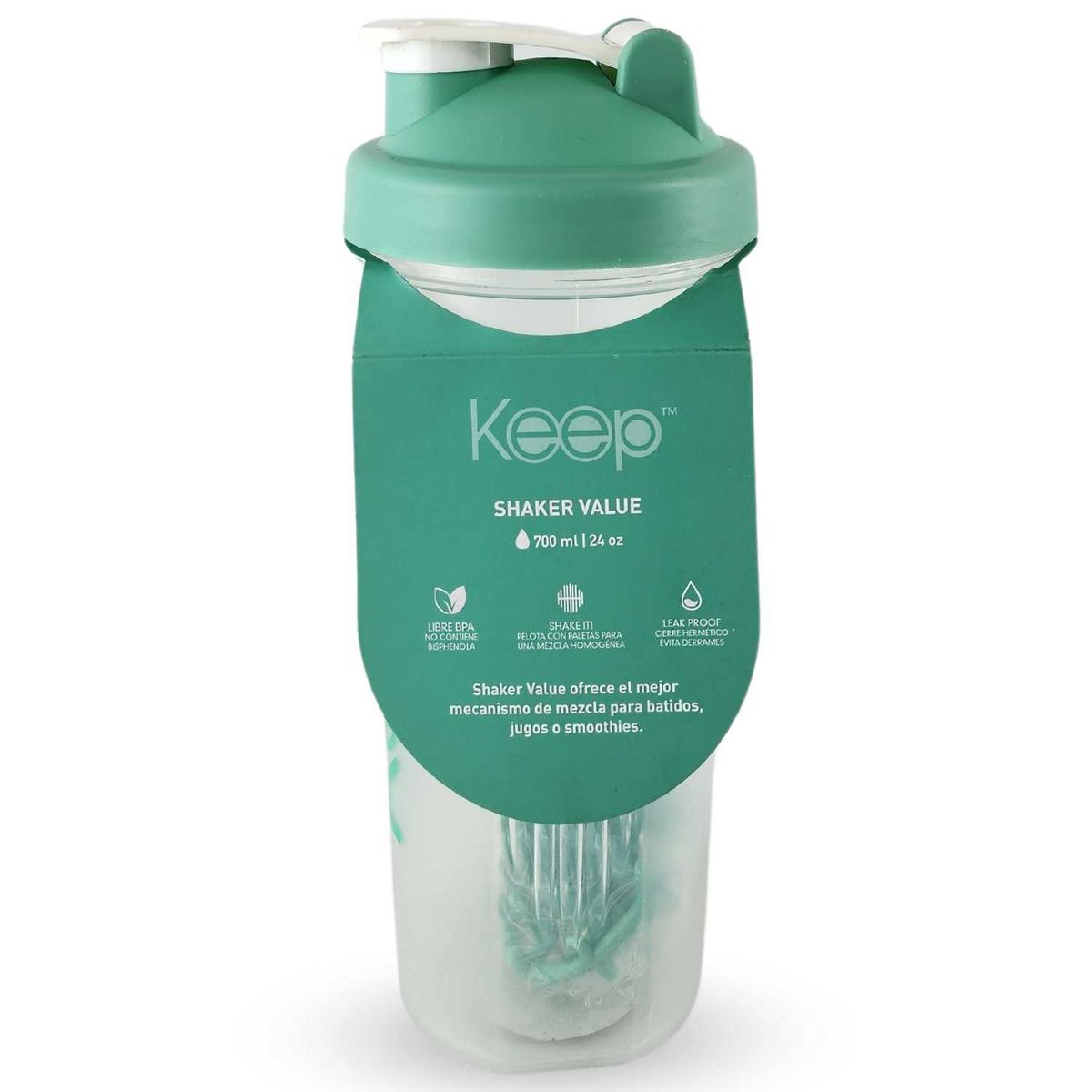 KEEP - Botella Keep Shaker Value 700mL Agua Deportes Proteina Turquesa