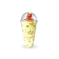 SANTU HOME & DECO - Vaso con Bombilla Botella con Oso Niños 430 ml Amarillo