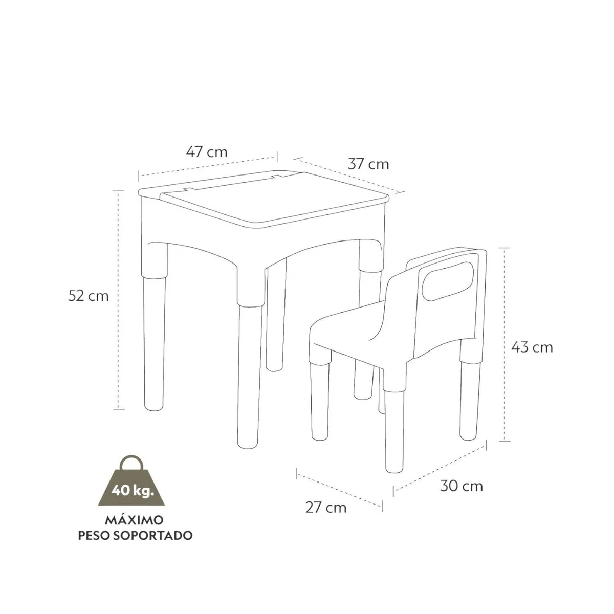 GAME POWER - Mesa Escritorio y silla para niños 53x34x47cm Gamepower GAME POWER