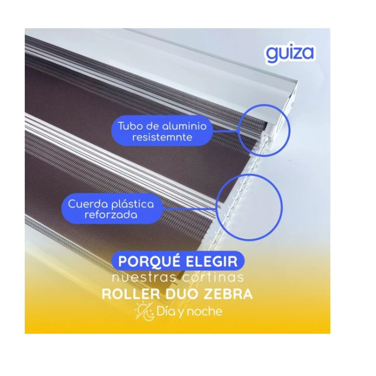 GENERICO - Cortina Roller Duo Zebra Día Y Noche 120 X 200 Cm Café Oscuro