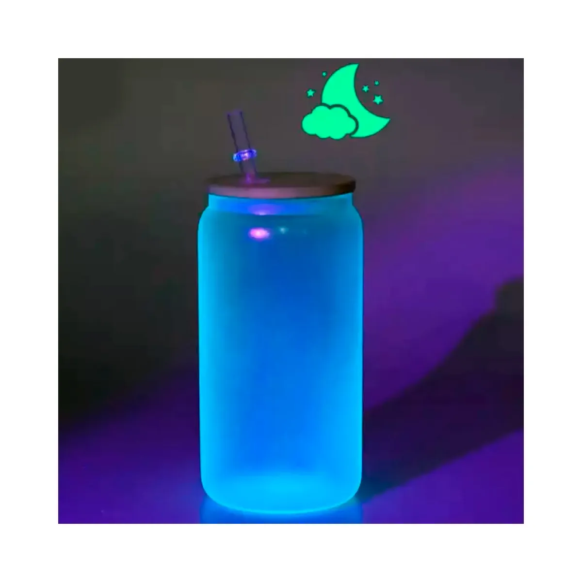 GENERICO - Vaso De Vidrio Botella Sublimable Fluorescente Brillo Con Ta